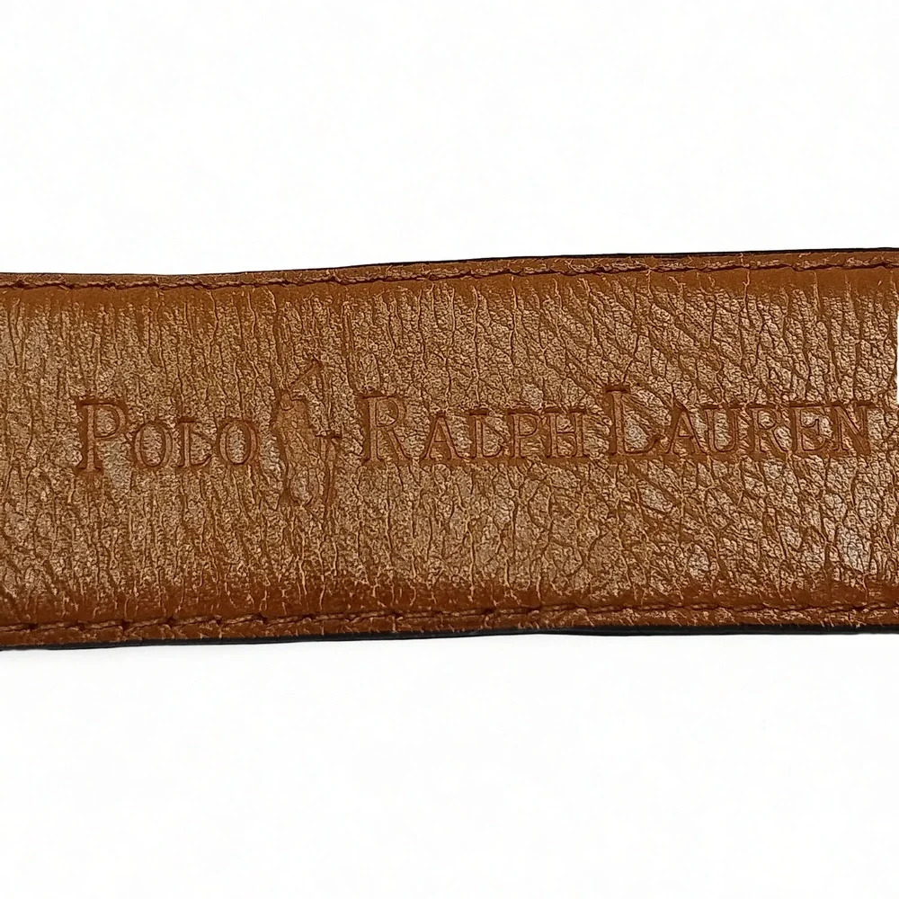 Preppy Minimalist Polo Ralph Lauren Alligator Embossed Leather Belt Mens Size 38